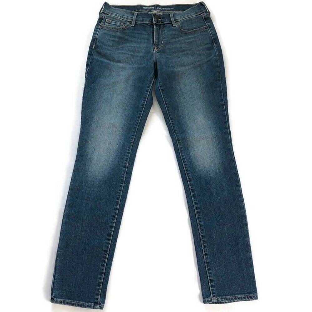 Old Navy Womens Jeans Curvy Mid Rise Skinny Denim Blue Jeans Sz 4 Short Med Wash